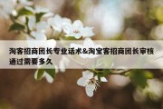淘客招商团长专业话术&amp;淘宝客招商团长审核通过需要多久