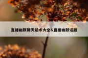 直播幽默聊天话术大全&amp;直播幽默话题
