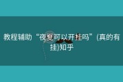 教程辅助“夜夏可以开挂吗”(真的有挂)知乎