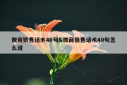 微商销售话术40句&amp;微商销售话术40句怎么说