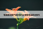 电销回访客户话术技巧&amp;电销电话回访技巧