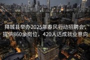 拜城县举办2025年春风行动招聘会，提供860余岗位，420人达成就业意向