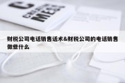 财税公司电话销售话术&amp;财税公司的电话销售做些什么