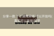  分享一款 丫丫湖南麻将 可以开挂吗(真实可以装挂)知乎