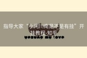 指导大家“小闲川南是不是有挂”开挂教程-知乎
