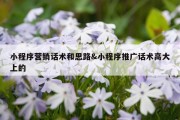 小程序营销话术和思路&amp;小程序推广话术高大上的