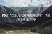 揭秘“欢乐河北麻将能开挂吗”详细开挂教程- 知乎