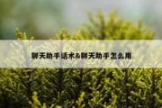 聊天助手话术&amp;聊天助手怎么用