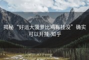 揭秘“好运大菠萝比鸡有挂没”确实可以开挂-知乎