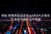 揭秘 用情商说话话术ppt的8大必看技巧 高效沟通从此不再难