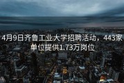 4月9日齐鲁工业大学招聘活动，443家单位提供1.73万岗位
