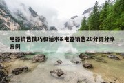 电器销售技巧和话术&amp;电器销售20分钟分享案例