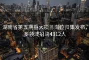 湖南省第五期重大项目岗位归集发布，多领域招聘4312人