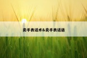 卖手表话术&amp;卖手表话语