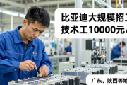 比亚迪大规模招工！操作工、技术工需求大，多地岗位等你来