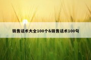 销售话术大全100个&amp;销售话术100句
