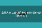  指导大家 么么都莱游戏 有透视挂吗开挂教程-知乎