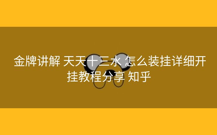  金牌讲解 天天十三水 怎么装挂详细开挂教程分享 知乎