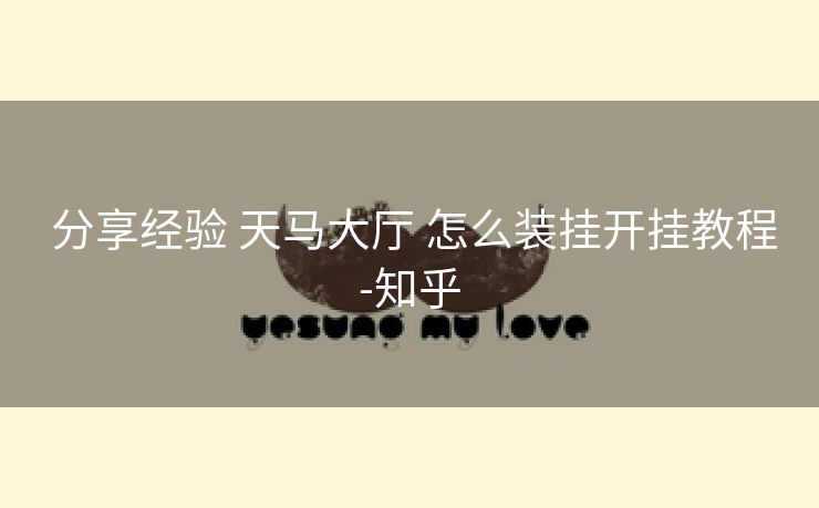  分享经验 天马大厅 怎么装挂开挂教程-知乎