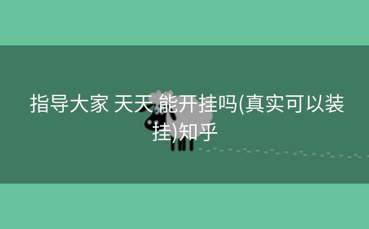 指导大家 天天 能开挂吗(真实可以装挂)知乎