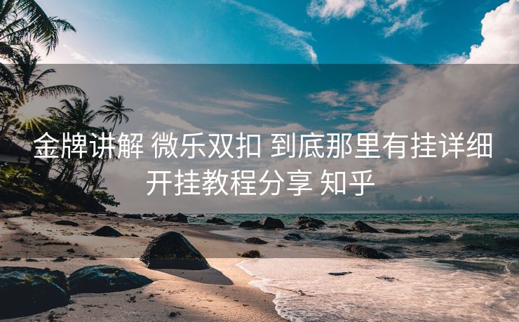  金牌讲解 微乐双扣 到底那里有挂详细开挂教程分享 知乎