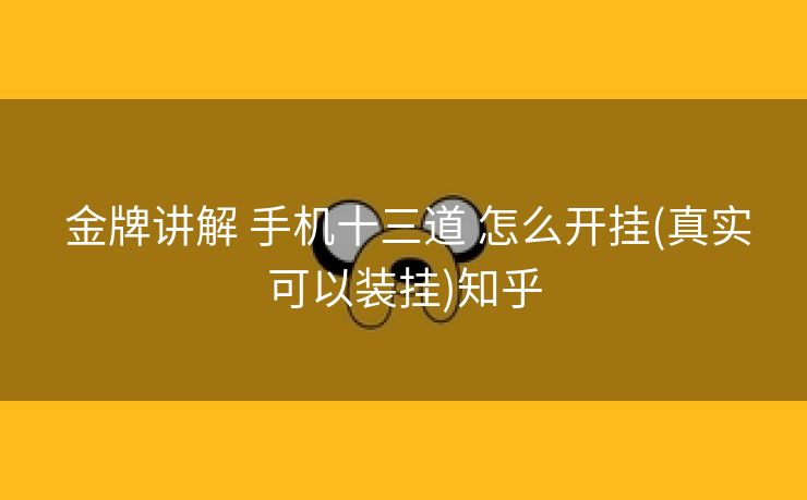  金牌讲解 手机十三道 怎么开挂(真实可以装挂)知乎