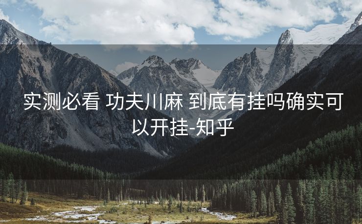 实测必看 功夫川麻 到底有挂吗确实可以开挂-知乎 实测必看 功夫川麻 到底有挂吗确实可以开挂-知乎