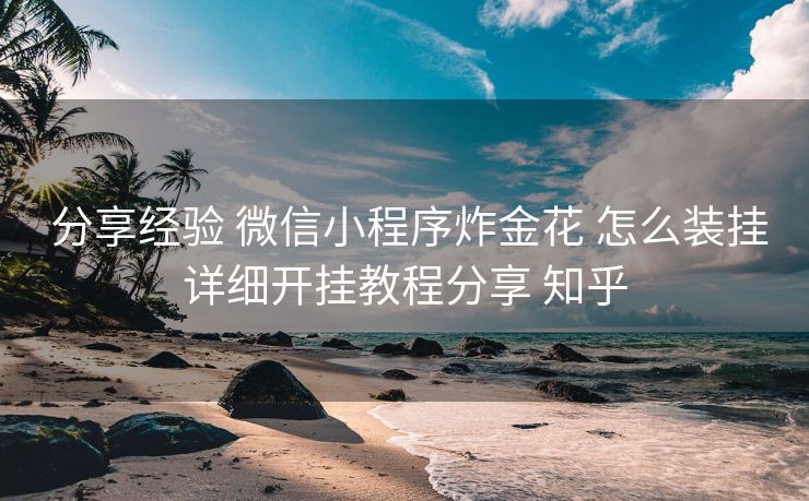 分享经验 微信小程序炸金花 怎么装挂详细开挂教程分享 知乎