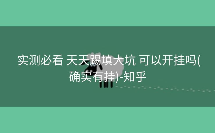  实测必看 天天踢填大坑 可以开挂吗(确实有挂)-知乎
