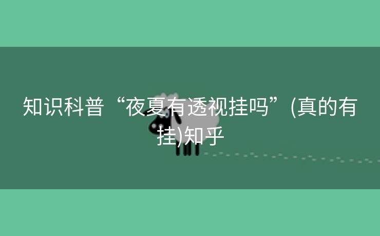 知识科普“夜夏有透视挂吗”(真的有挂)知乎