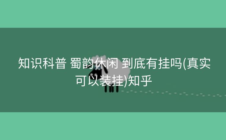  知识科普 蜀韵休闲 到底有挂吗(真实可以装挂)知乎