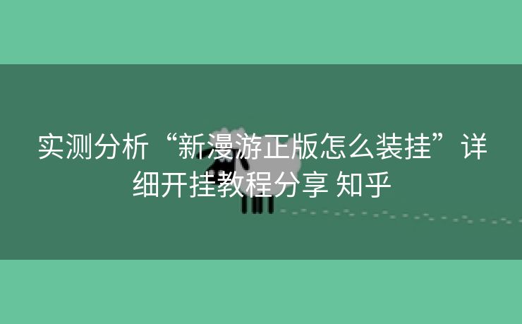 实测分析“新漫游正版怎么装挂”详细开挂教程分享 知乎