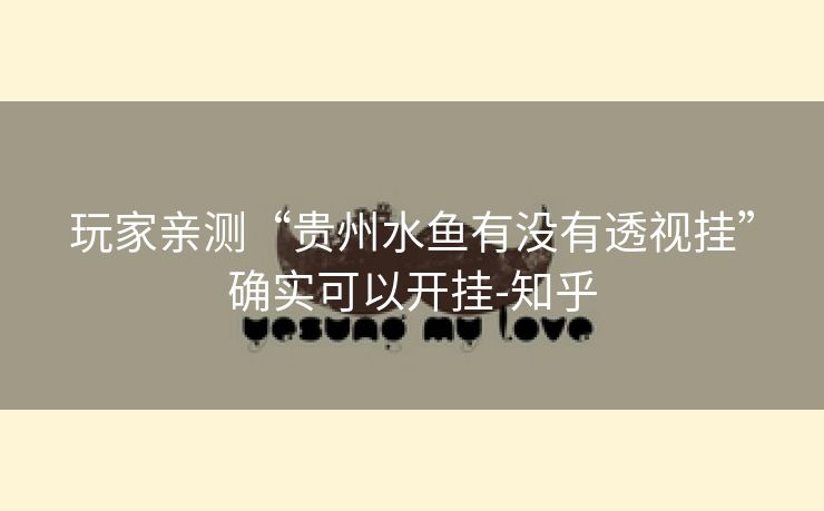 玩家亲测“贵州水鱼有没有透视挂”确实可以开挂-知乎