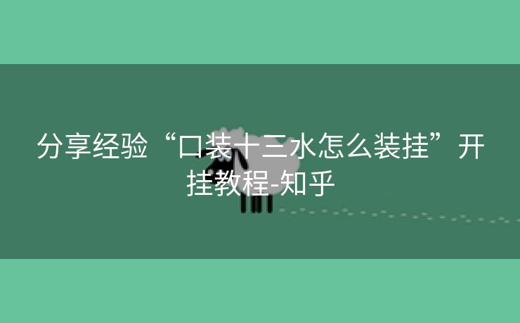 分享经验“口装十三水怎么装挂”开挂教程-知乎