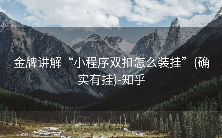 金牌讲解“小程序双扣怎么装挂”(确实有挂)-知乎