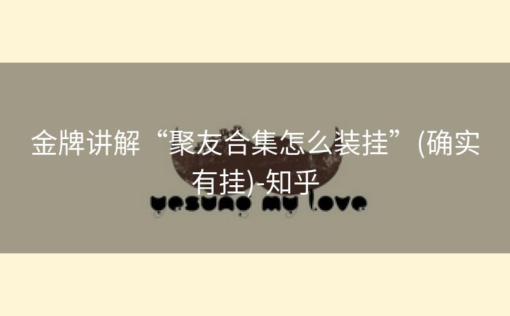 金牌讲解“聚友合集怎么装挂”(确实有挂)-知乎