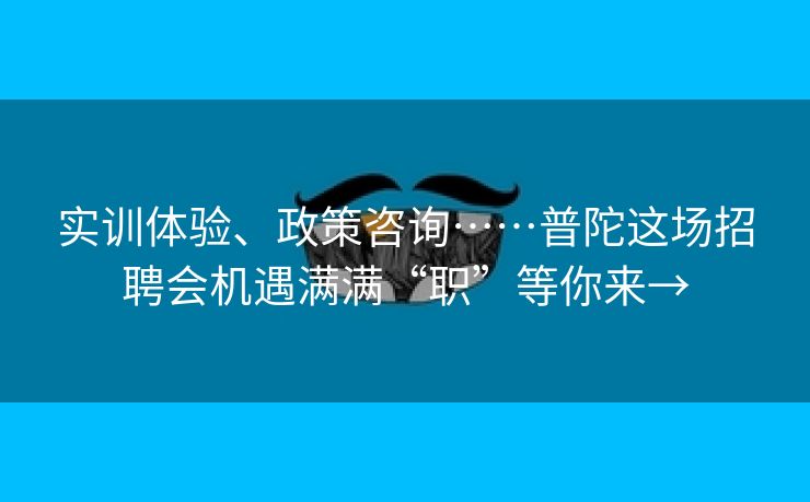 实训体验、政策咨询……普陀这场招聘会机遇满满“职”等你来→