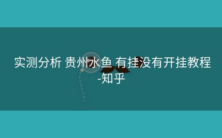  实测分析 贵州水鱼 有挂没有开挂教程-知乎