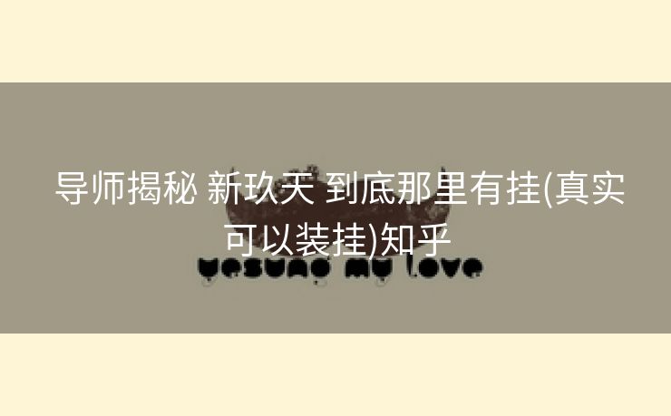  导师揭秘 新玖天 到底那里有挂(真实可以装挂)知乎