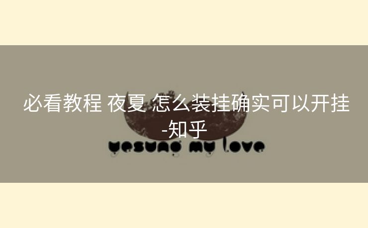 必看教程 夜夏 怎么装挂确实可以开挂-知乎
