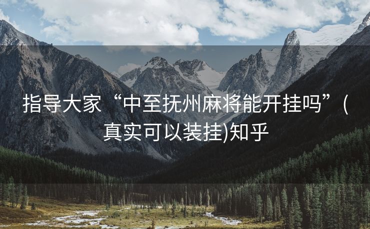 指导大家“中至抚州麻将能开挂吗”(真实可以装挂)知乎