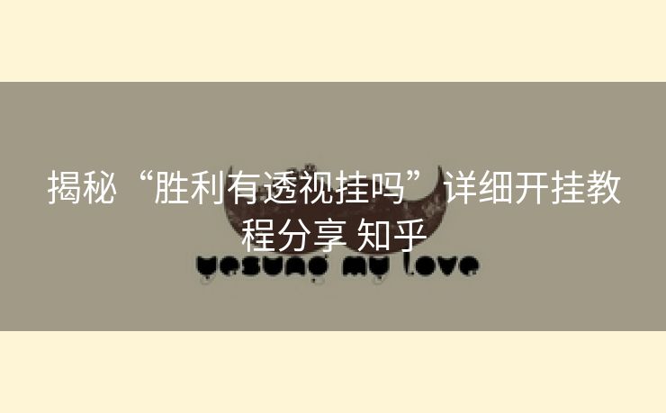 揭秘“胜利有透视挂吗”详细开挂教程分享 知乎