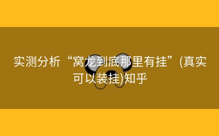 实测分析“窝龙到底那里有挂”(真实可以装挂)知乎