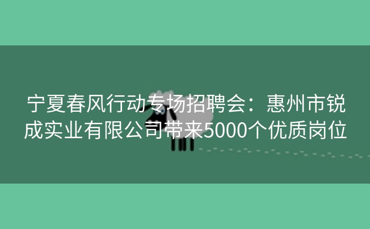 宁夏春风行动专场招聘会：惠州市锐成实业有限公司带来5000个优质岗位