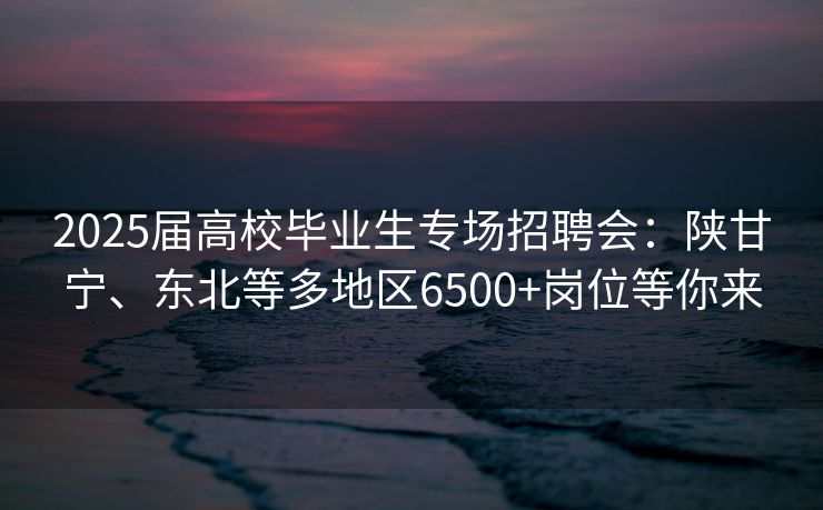 2025届高校毕业生专场招聘会：陕甘宁、东北等多地区6500+岗位等你来