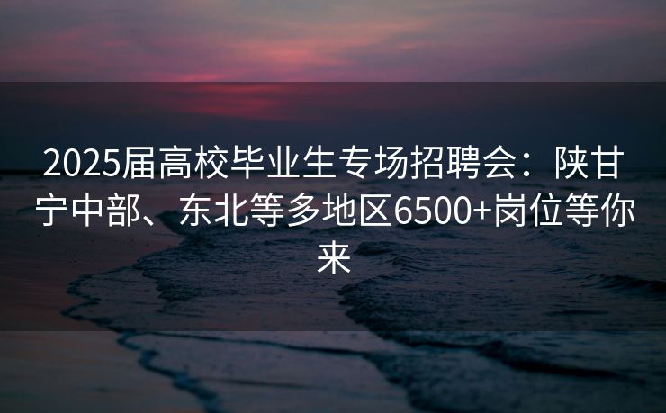 2025届高校毕业生专场招聘会：陕甘宁中部、东北等多地区6500+岗位等你来