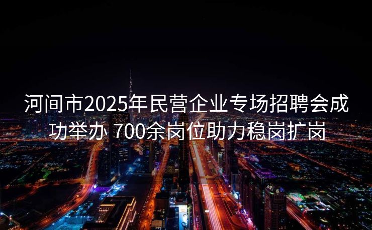 河间市2025年民营企业专场招聘会成功举办 700余岗位助力稳岗扩岗