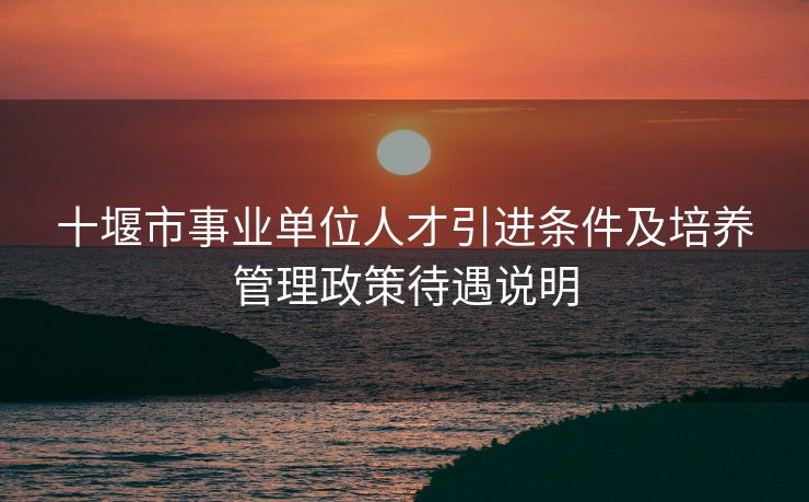 十堰市事业单位人才引进条件及培养管理政策待遇说明