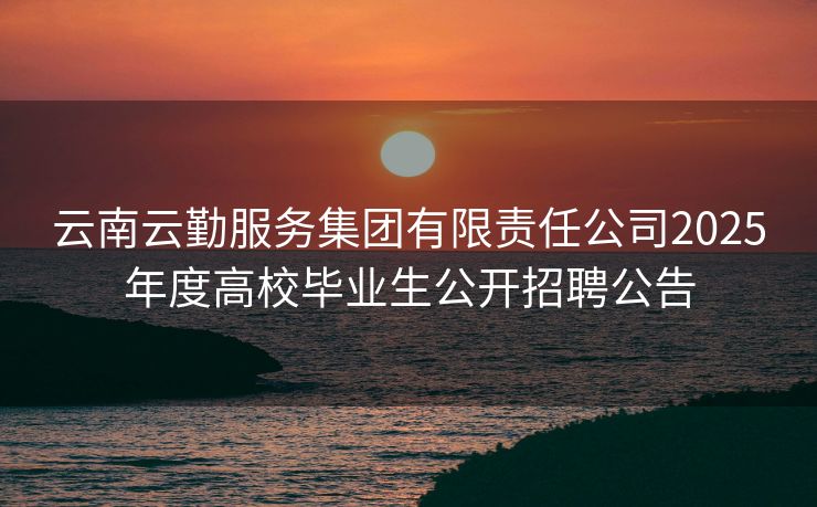 云南云勤服务集团有限责任公司2025年度高校毕业生公开招聘公告