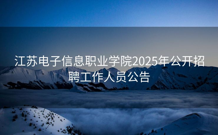 江苏电子信息职业学院2025年公开招聘工作人员公告
